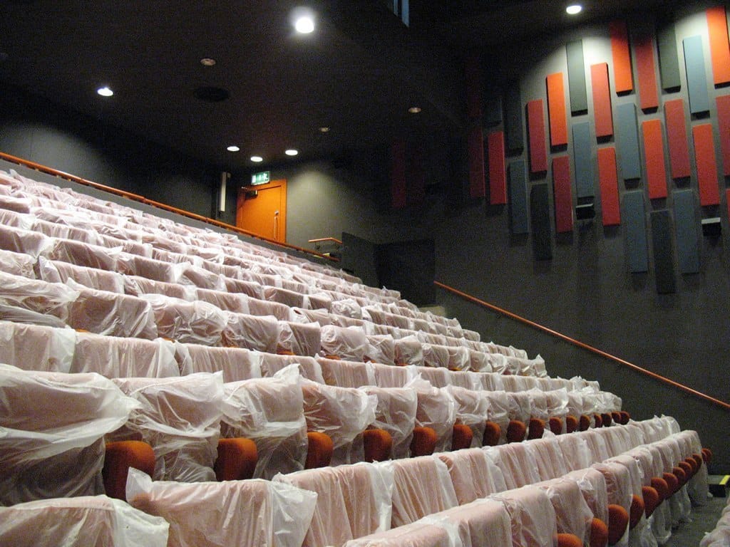 The newly installed cinema seating, still covered whilst constructi...